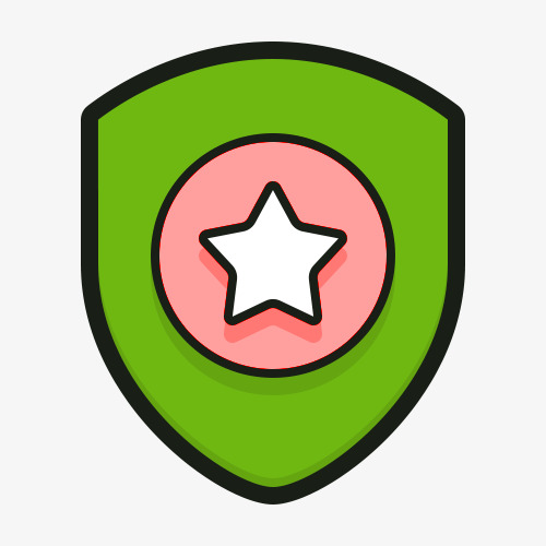 五角星可爱绿色盾牌素材免抠