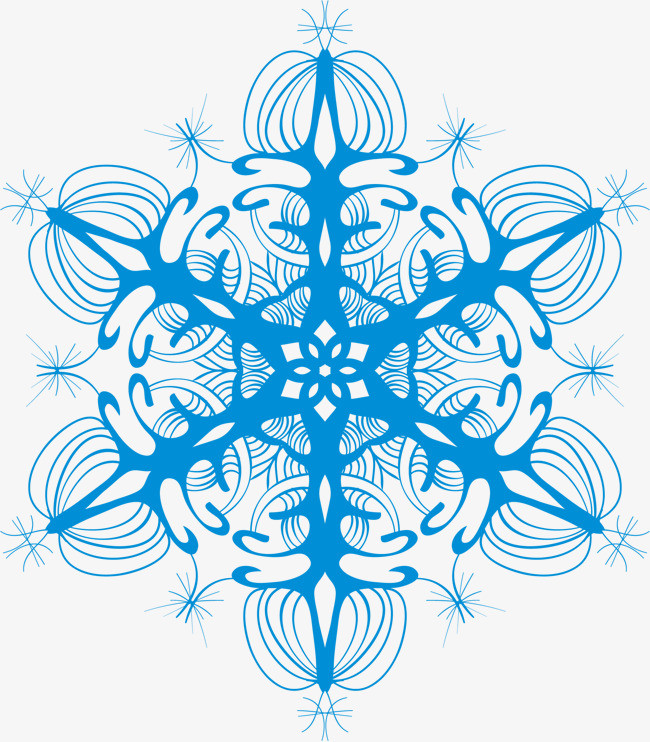 手绘蓝色花纹雪花图案
