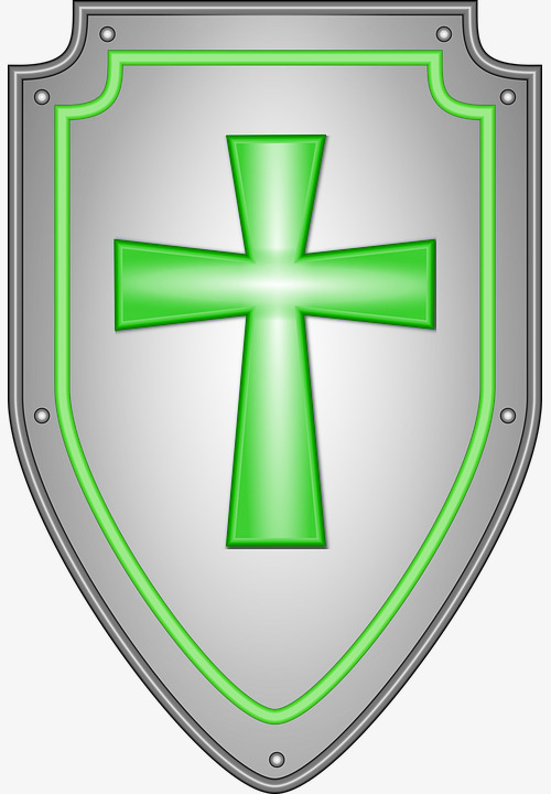 绿色十字盾牌素材免抠