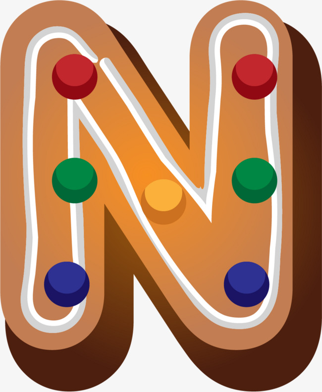 彩色圆球装饰绘画字母n