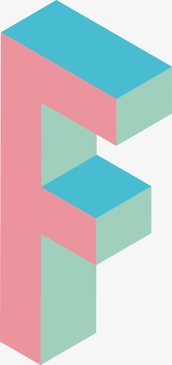 彩色立体英文字母f