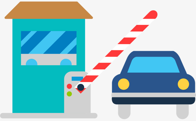 天蓝色矢量卡通门禁