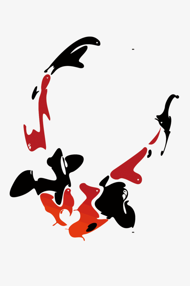 矢量卡通红黑锦鲤