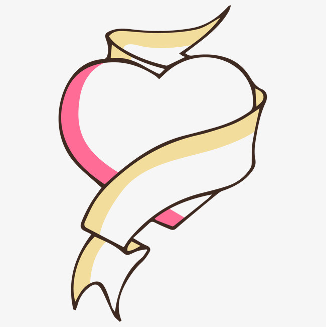 手绘爱心装饰丝带_png素材免费下载_ 1800*1800像素(编号:19336347)