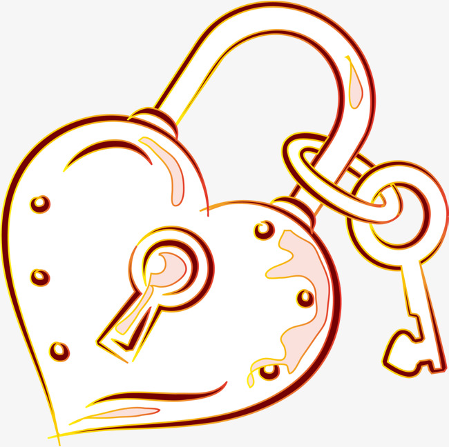 金色线条情人节爱心锁