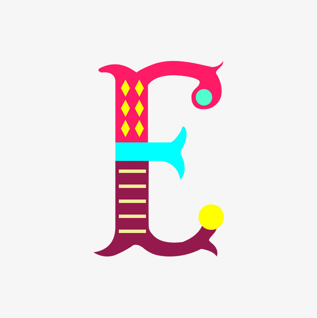 创意卡通装饰英文字母手绘字母e