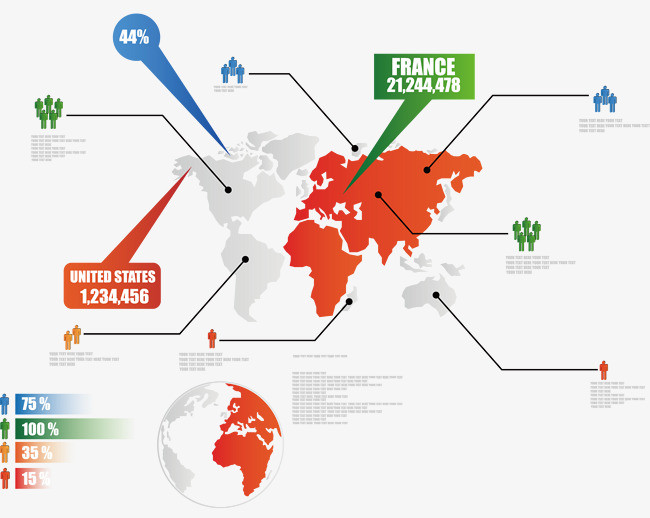全球分布矢量ppt表示图