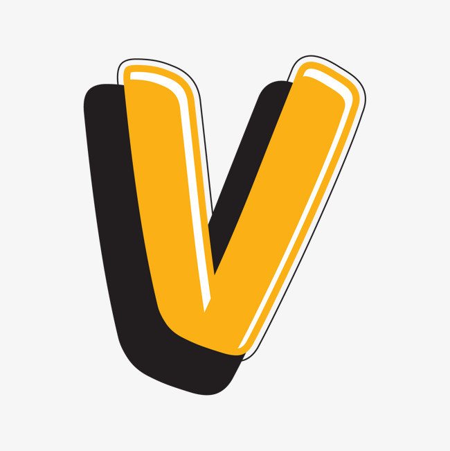 卡通手绘英文字母v