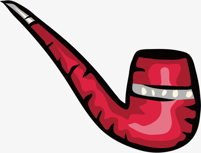 矢量图水彩红色烟斗