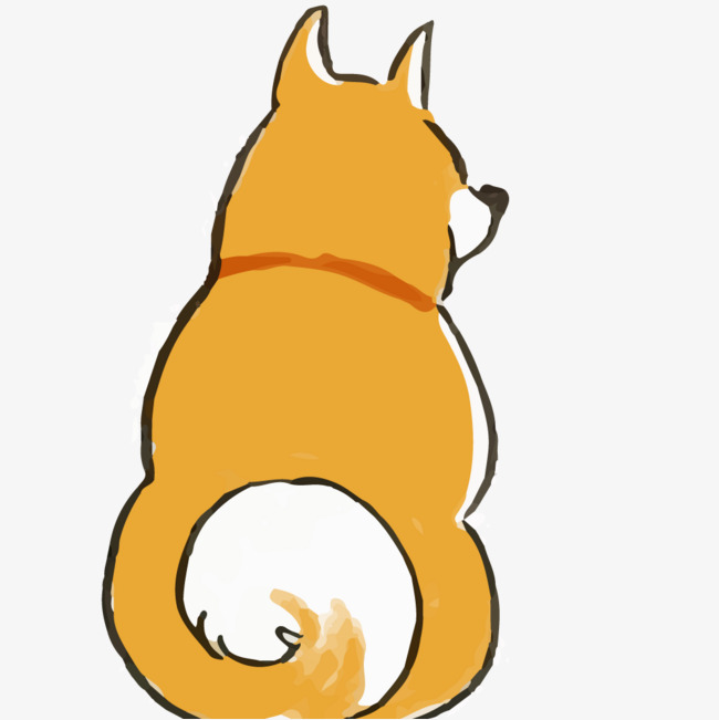 坐着的卡通小狗后背图