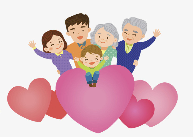 卡通爱心一家人免抠图