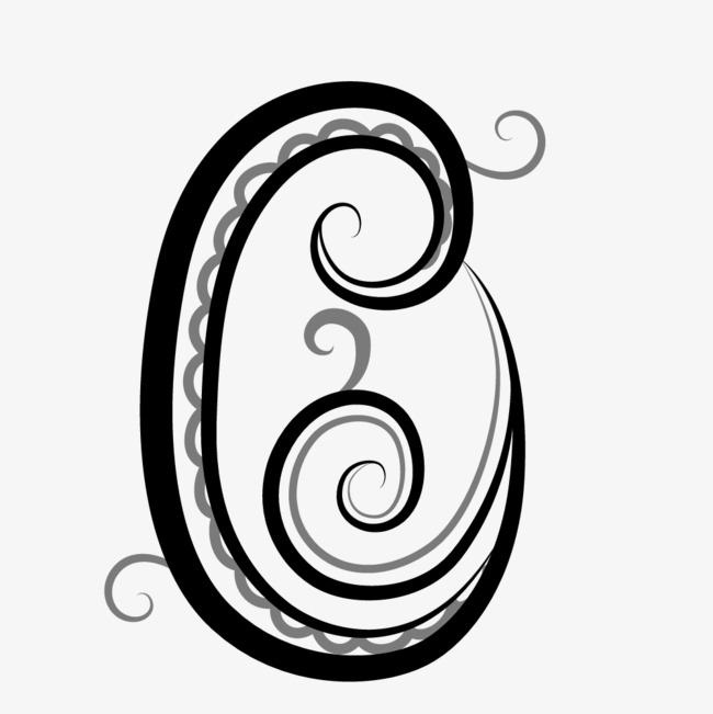 创意水墨线条数字6