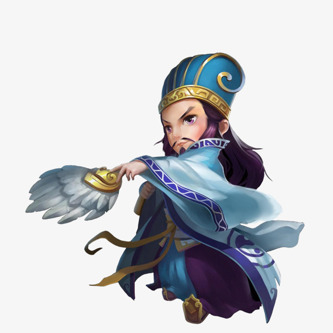 卡通三国游戏角色诸葛孔明插画免抠