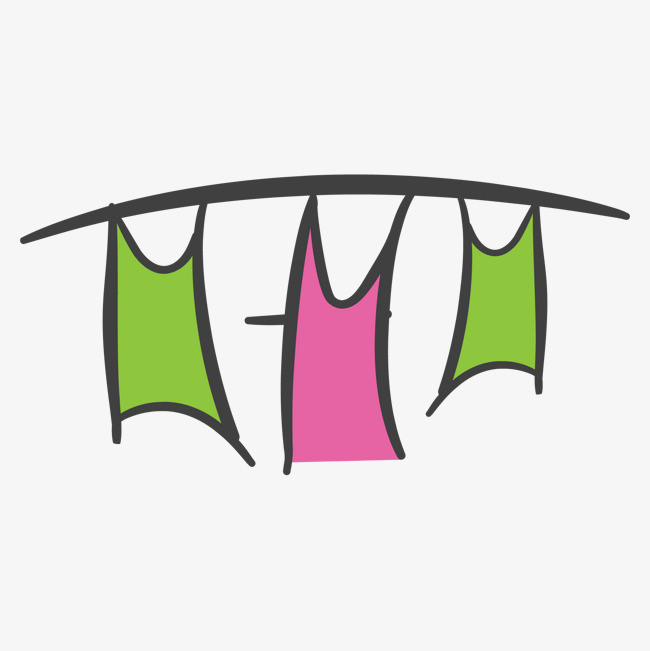 绳子_挂着的背心简笔画【高清装饰元素png素材】-90设计