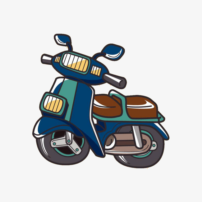 卡通手绘可爱插图电动摩托车