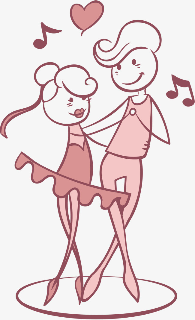 情人节复古风情侣跳舞卡通