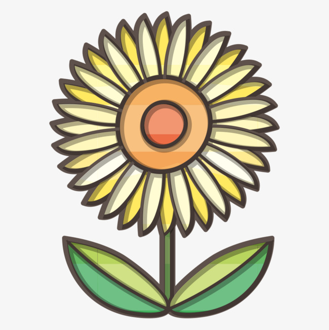 矢量扁平卡通手绘云朵向日葵小清新插画