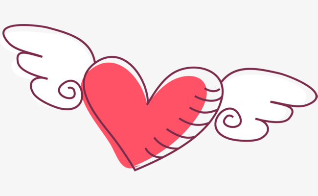 情人节爱心翅膀卡通手绘可爱粉色