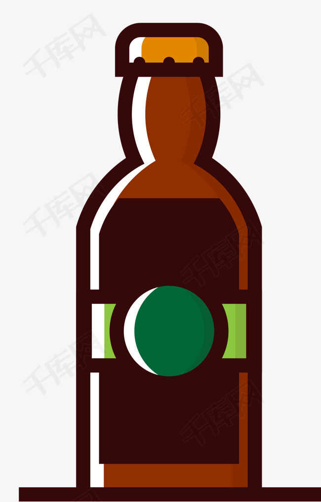 褐色瓶盖矢量卡通啤酒