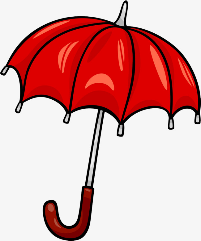 手绘可爱插图红色卡通雨伞