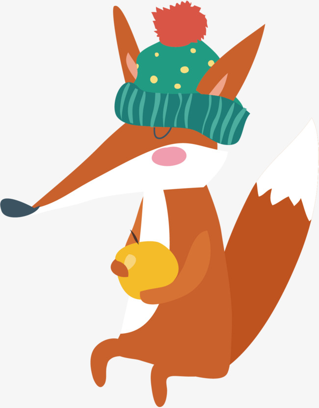 矢量图戴帽子狐狸