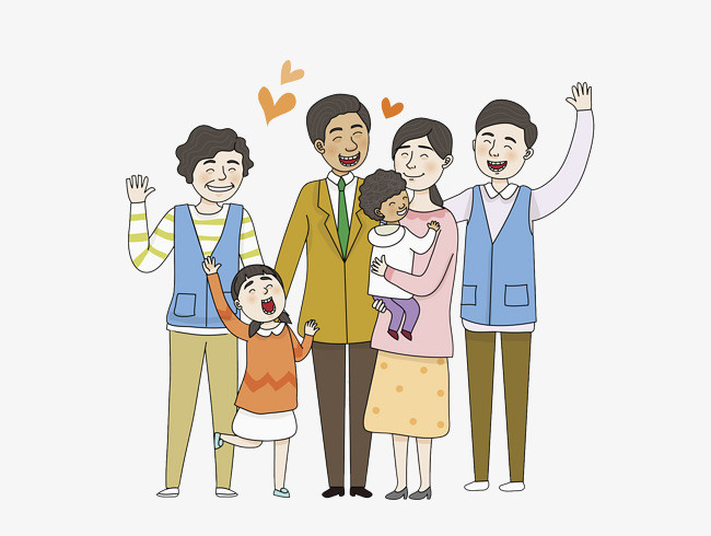 卡通高兴地一家人免抠图