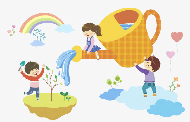 卡通浇水的孩子免抠图