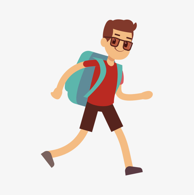 背着背包玩滑板的少年免抠png素材