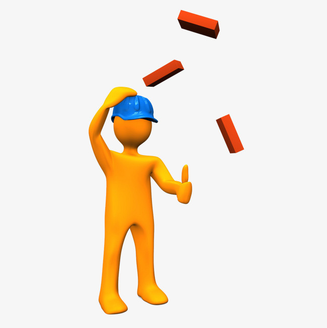 卡通被砸的工人免抠图