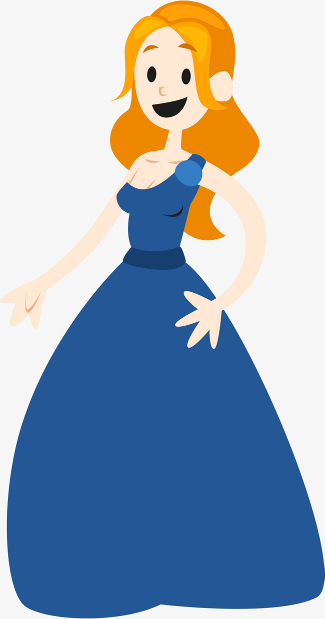 蓝色卡通微笑伴娘