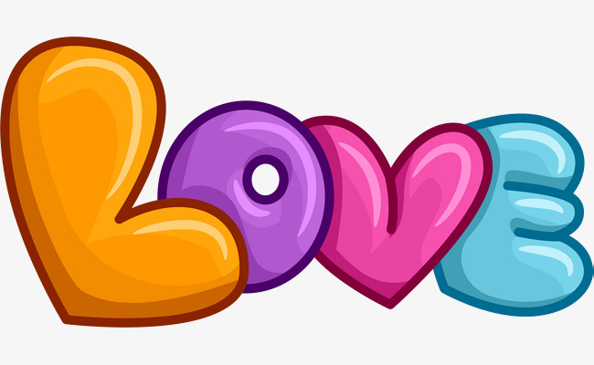 i love you 卡通彩色字体