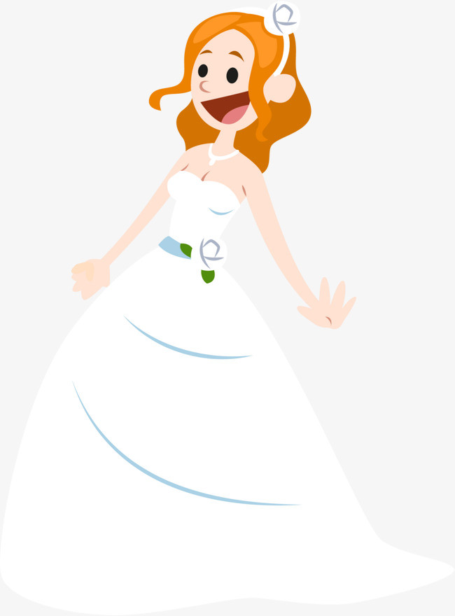 大笑白衣可爱新娘