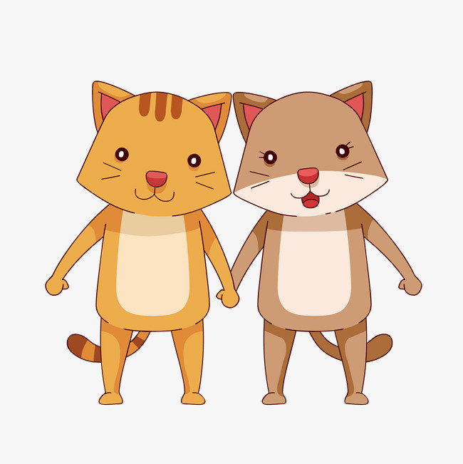 卡通成双成对的猫咪