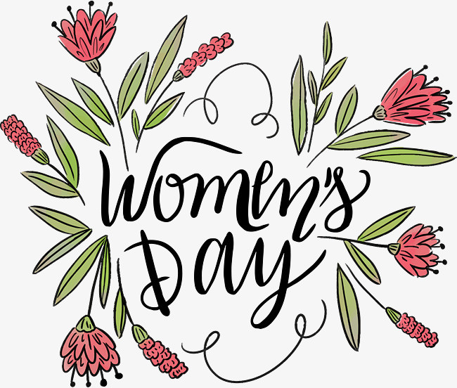 粉红手绘花朵三八节