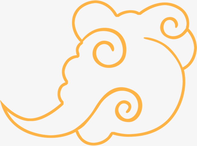 橘色线条卡通祥云