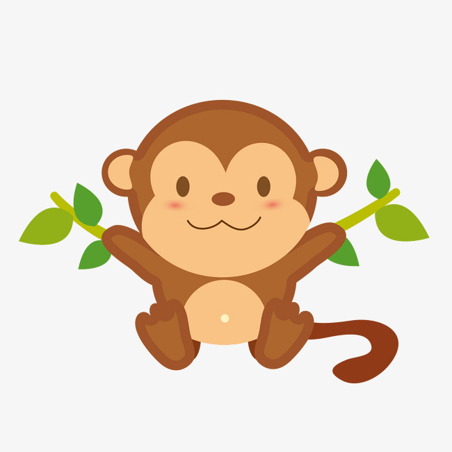 矢量手绘微笑小猴子