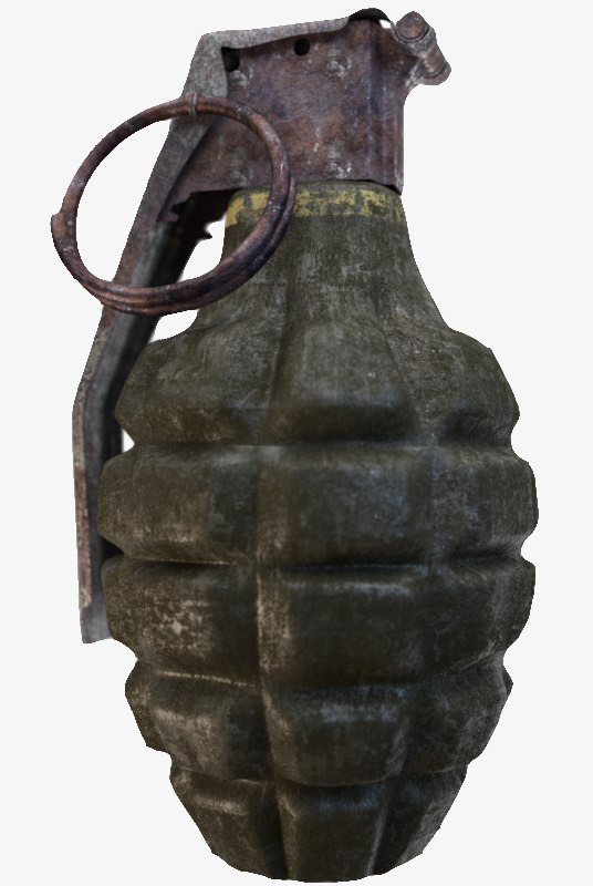 黑色破旧球形拉环手雷弹