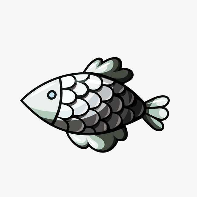 矢量手绘卡通白色鱼