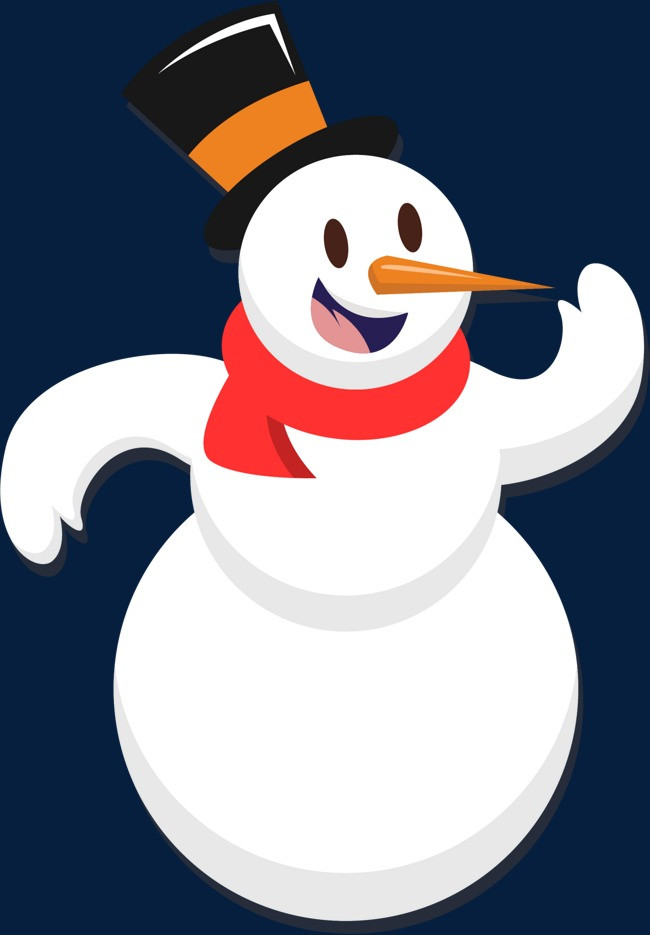 冬季开心的白色雪人