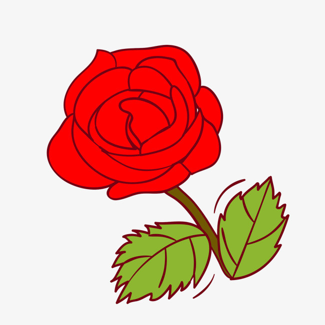 卡通红色玫瑰花免抠图