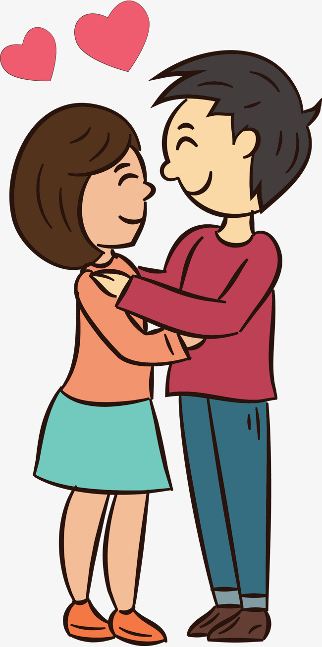 卡通情侣深情对视