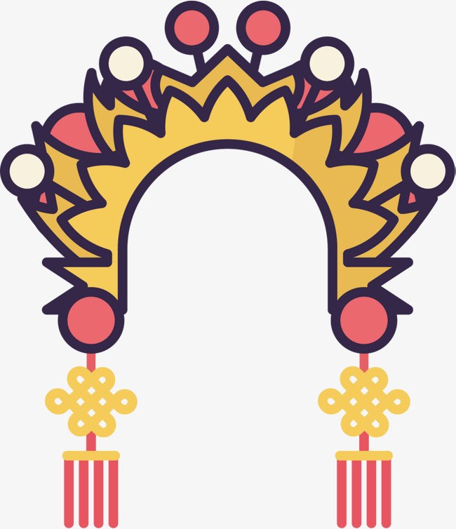 黄色中国风新娘凤冠