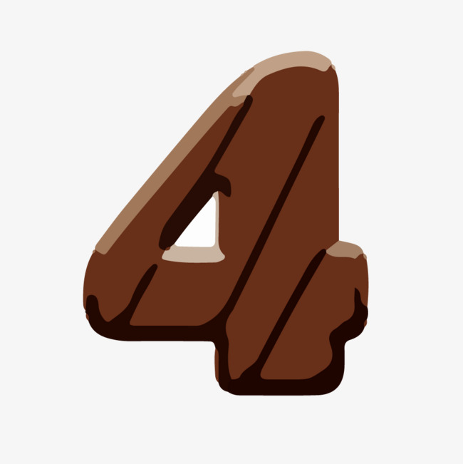 卡通手绘巧克力数字4