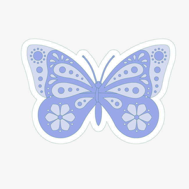 卡通可爱的蓝色的蝴蝶花纹设计