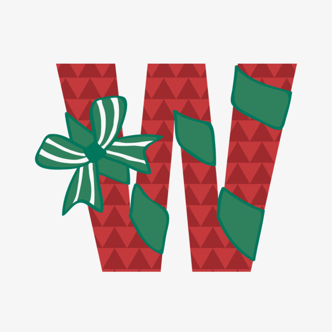 红色卡通英文字母w