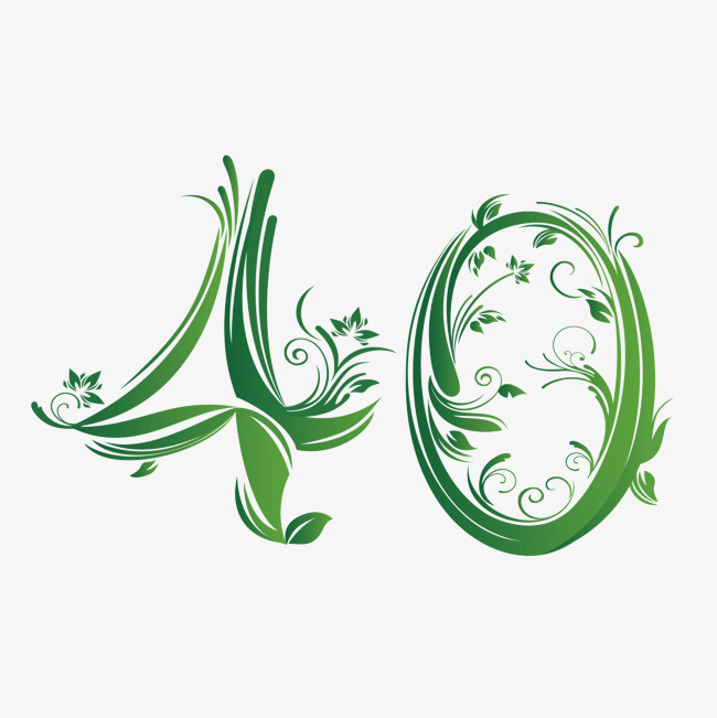 创意数字绿色花边数字40