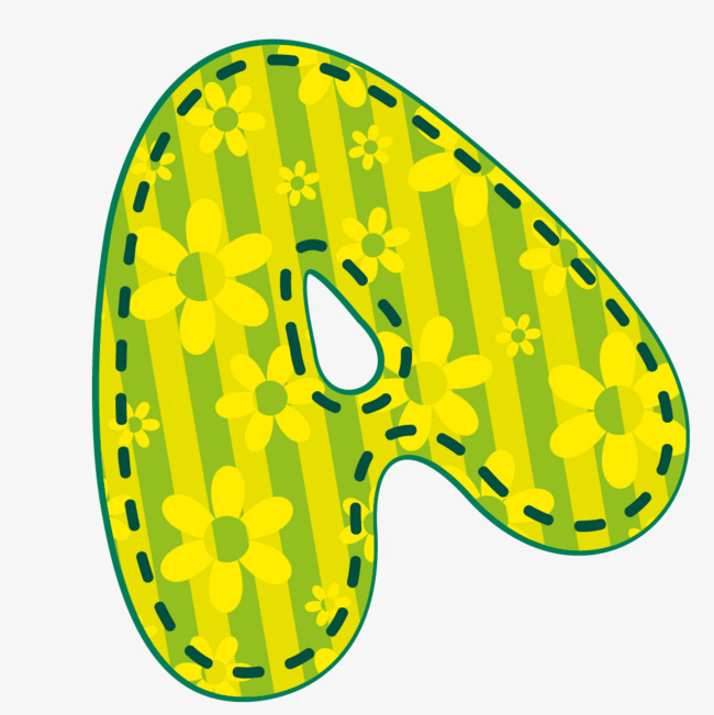 黄色卡通英文字母a