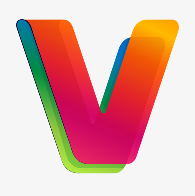 彩色卡通英文字母v