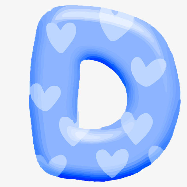 卡通蓝色可爱拟人戴帽子英文字母d