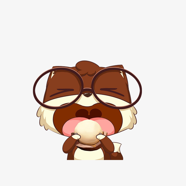 卡通张大嘴巴吃糕点的松鼠素材